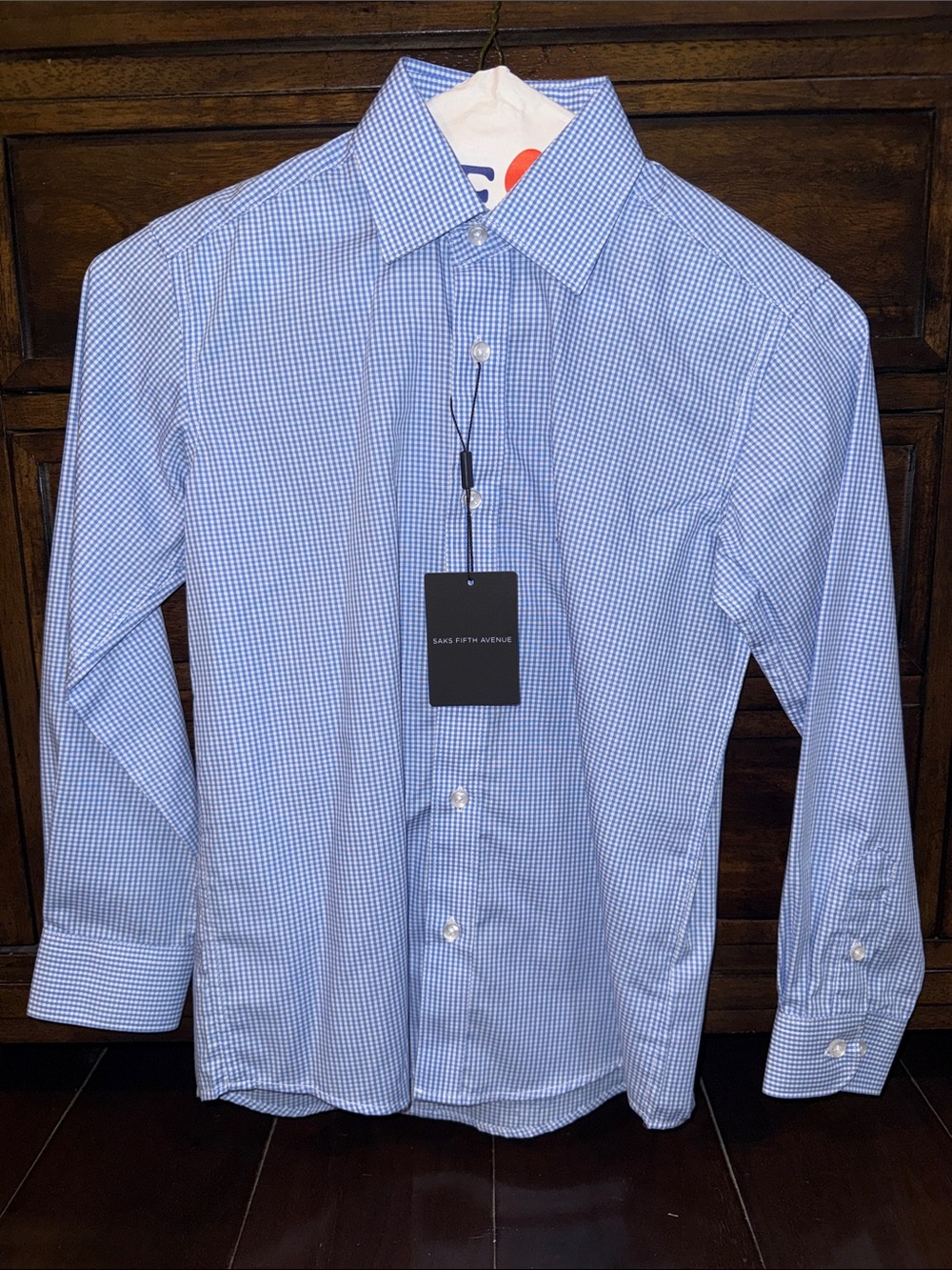 Saks Fifth Avenue Blue Micro-Check Dress Shirt